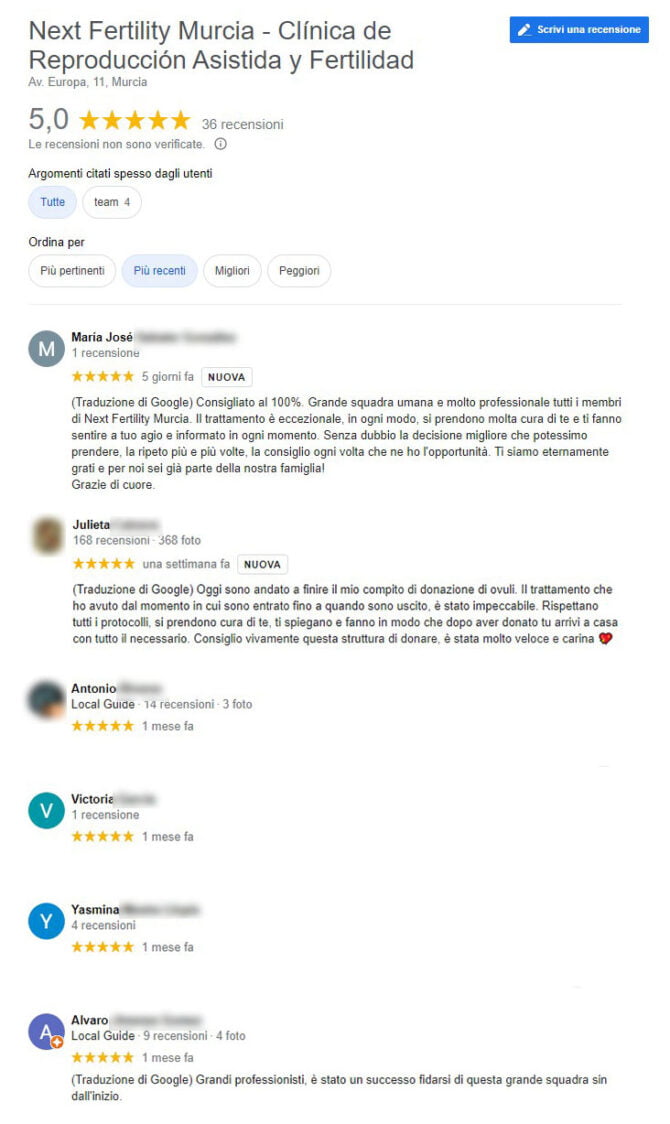 Imagen: Opinioni di Next Fertility Murcia