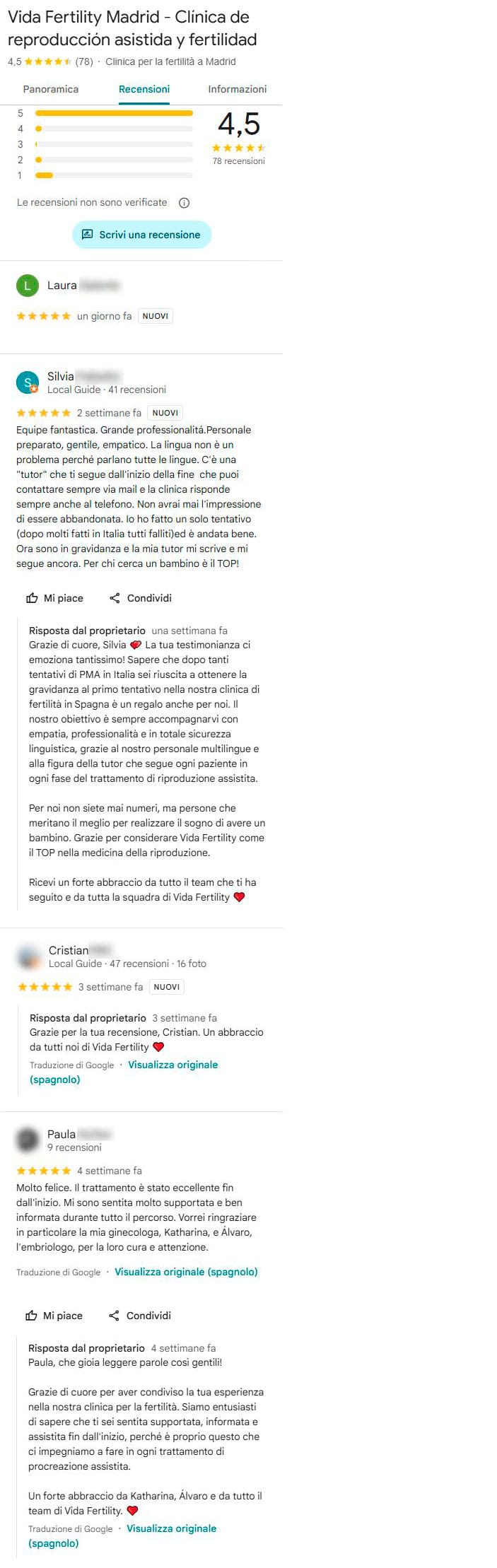 Imagen: Recensioni di Vida Fertility Institute Madrid